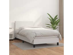 Cama Com Molas/colchão 80x200 Cm Couro Artificial Branco
