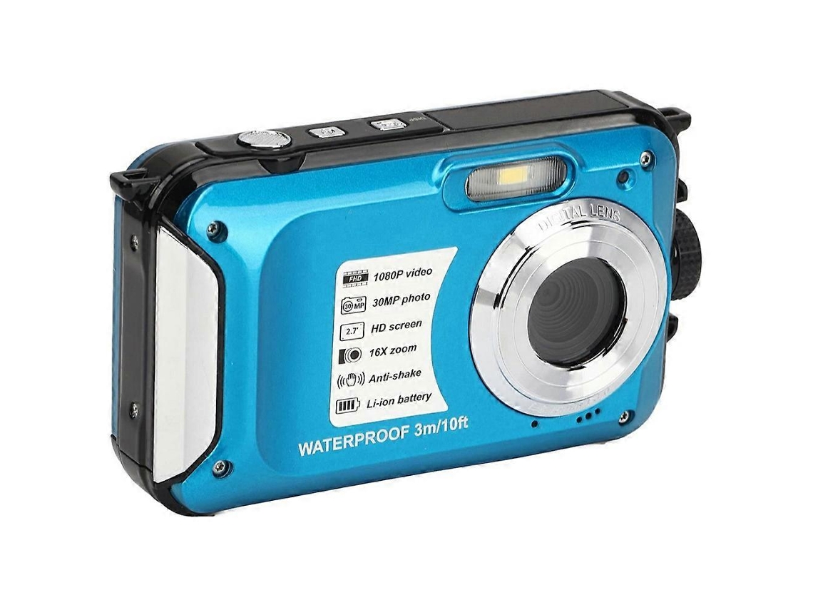 Máquina Fotográfica Digital Subaquática 1080p Com Ecrã Lcd De 2,7 Polegadas E Zoom 16x