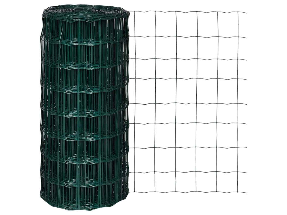 Conjunto 1 Cerca Euro Vidaxl Verde Aço (2500 X 0.22 X 80 Cm)