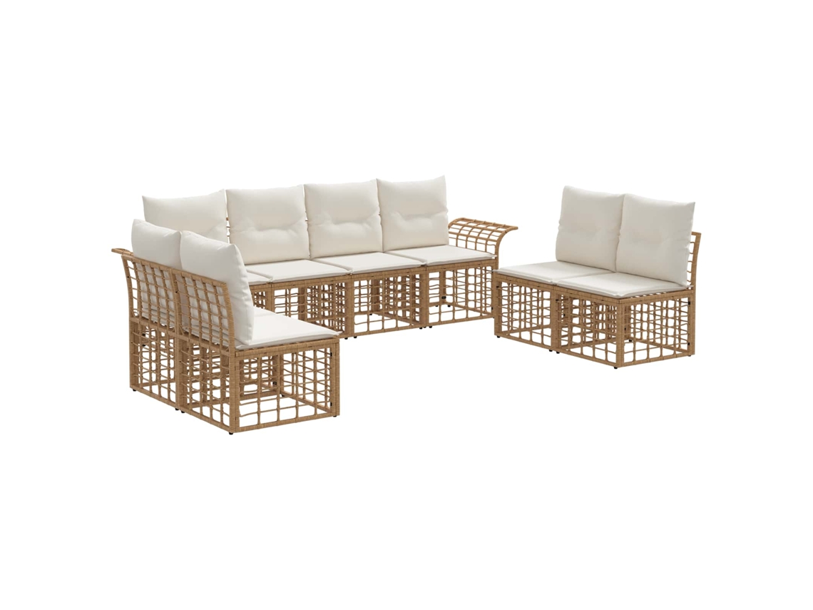 Maison Exclusive - Conjunto De Sofás Para Exterior 8 Unid. Natural E Branco Creme