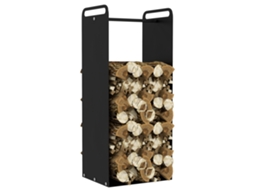 Rack de Toras com Alças Resistentes, Aço 37x30x90cm, Preto