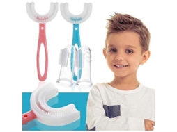 Escova de Dentes Infantil em Formato U com Cabeça Silicone, Limpeza 360°, para Crianças 6 a 12 Anos. GOKOCO