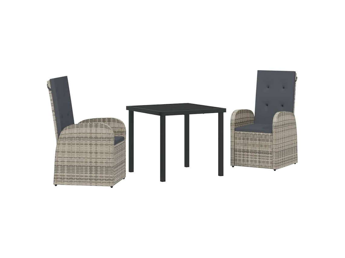 Maison Exclusive - Conjunto De Jantar Para Jardim 3 Pcs Cinzeto Vime Pe