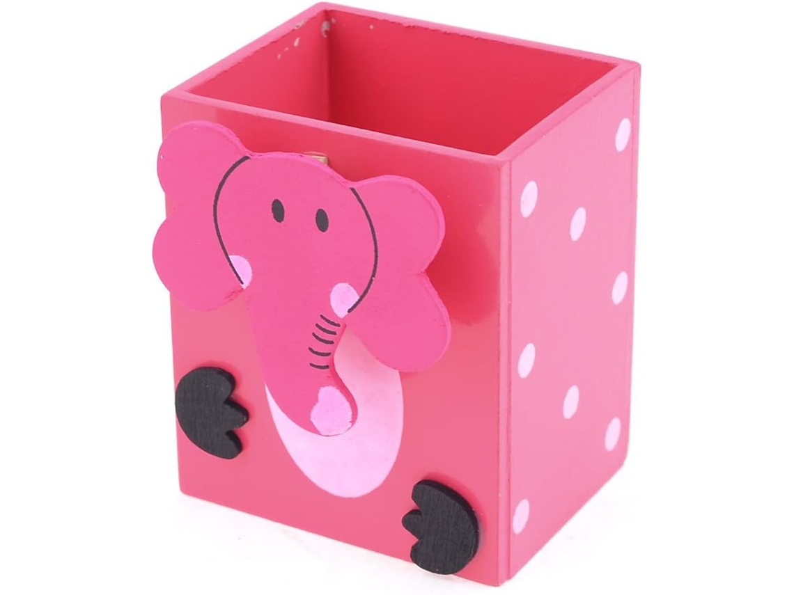 Porta-lápis de madeira Ruilogod em formato de elefante animado com prendedores para anotações.