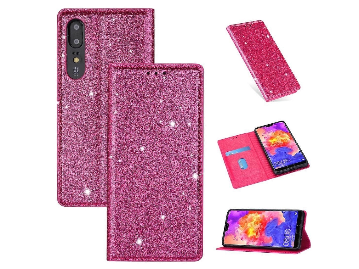 Capa De Couro Ultrafina Com Flip Horizontal Magnético E Glitter Com Suporte E Compartimentos Para Cartões Para Huawei P20 Pro