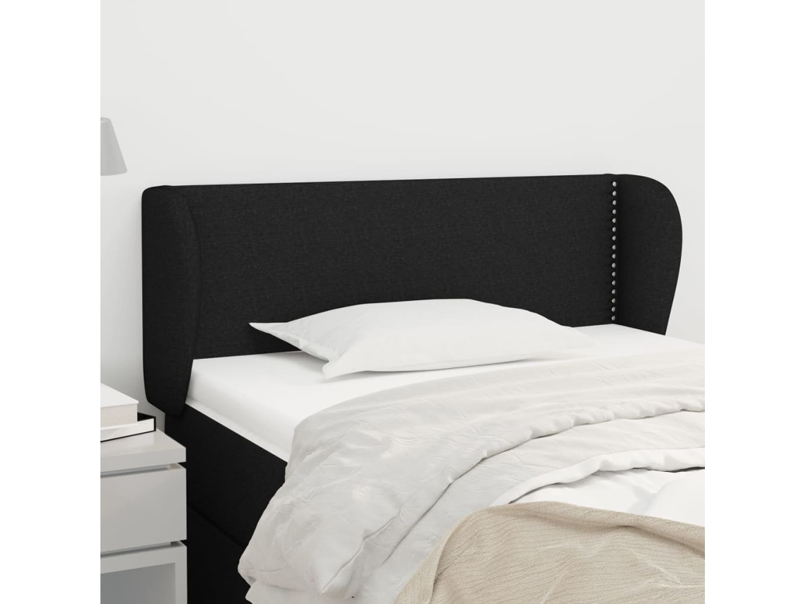 Vidaxl Cabeceira De Cama C/ Abas Tecido 103x23x78/88 Cm Preto