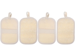 Conjunto De 4 Luvas Esfoliantes Laváveis Bucha Vegetal Egípcia Natural Garvalon, Esponja Macia Para Esfoliação Corporal