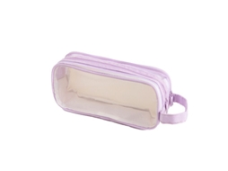 Estojo para Lápis, Grande Capacidade, Transparente, Malha, Roxo, Escolar AQUAFORGE