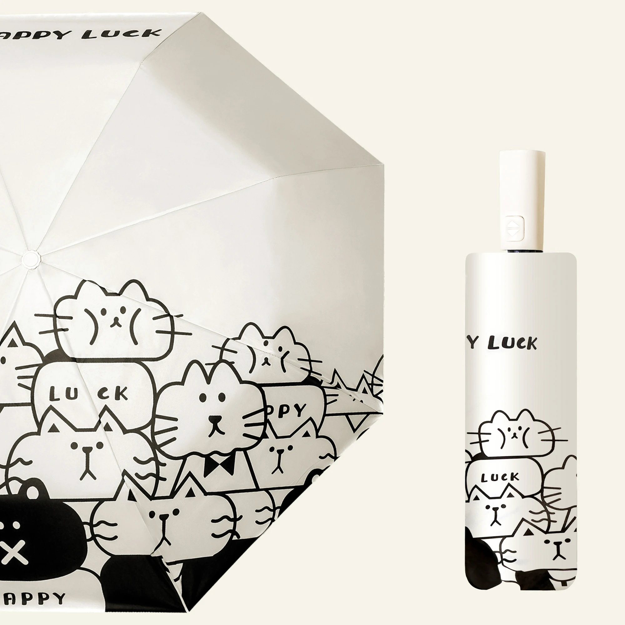Guarda chuva Automático com Estampa de Gato, Leve, Resistente a Raios Uv, Impermeável e Dobrável. MDUG