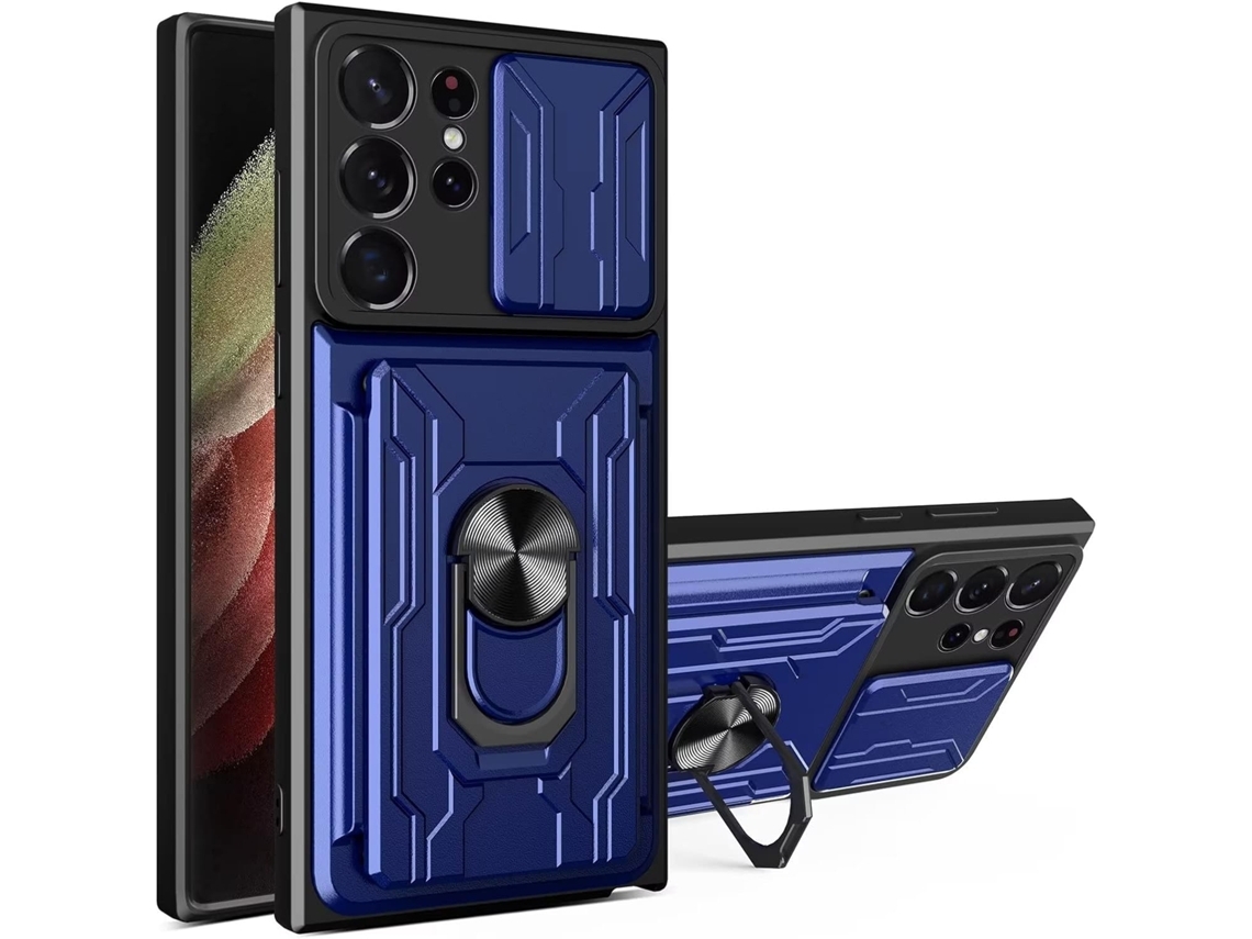 Capa Ultra Proteção Câmera Lente Deslizante Anel para Samsung Galaxy S23 Ultra Hongwe. Rígida com Anel de Suporte1