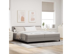 Vidaxl Cama Box Com Fitas Led Cinzento-acastanhado 200 X 200 Cm Tecido