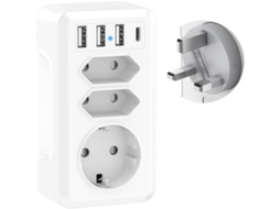 Adaptador de viagem 7 em 1 com USB para Reino Unido AQUAFORGE