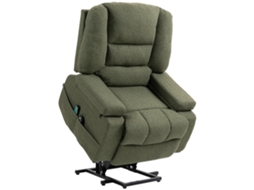 Poltrona Elétrica Reclinável com Função de Massagem e Aquecimento, Inclinação Ajustável, Apoio para os Pés, Controle Remoto, Verde. CHEZMOI