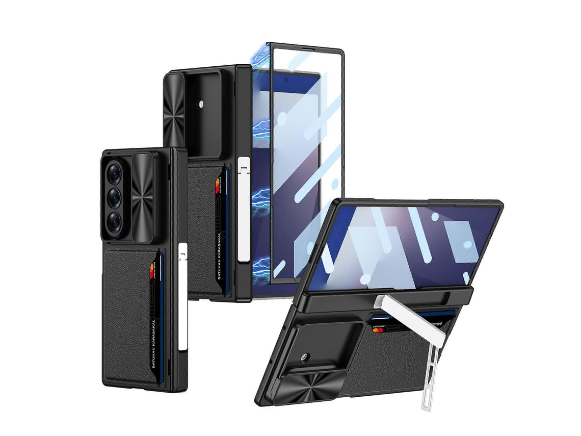 Capa Para Celular Gkk Com Dobradiça Magnética Integrada, Compartimento Deslizante Para Lente E Porta-cartões Para Samsung Galaxy Z Fold7 5g.