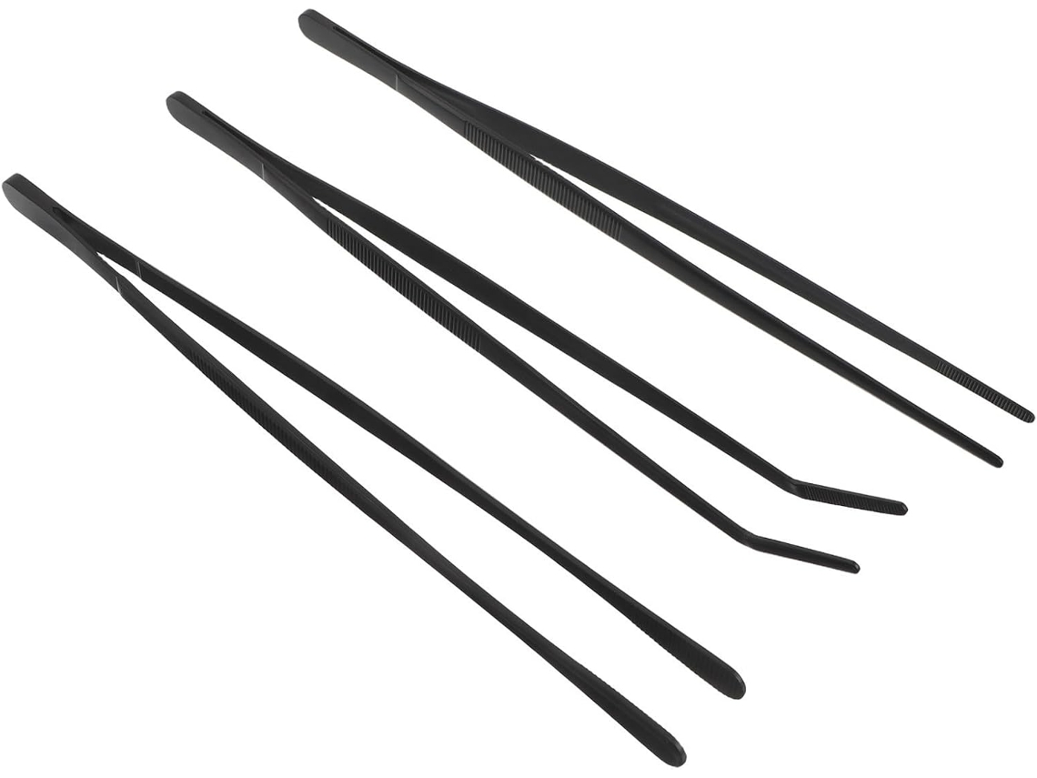 Conjunto De 3 Pinças Para Churrasco Vicasky Em Aço Inoxidável Preto, Multiuso E Robustas, Para Grelhar Ao Ar Livre E