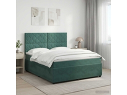 Vidaxl Cama Box Spring Com Colchão Verde-escuro 140 X 190 Cm Veludo