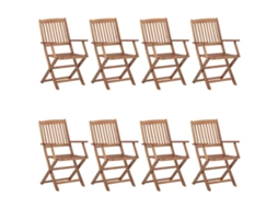 Conjunto de 8 Cadeiras de Jardim Dobráveis com Almofadões Acácia Maciça MAISON EXCLUSIVE