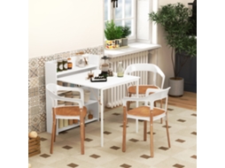 Mesa Dobrável De Jantar Mesa De Cozinha Com Folha Abatível 4 Compartimentos Até 3 Pessoas 78,5x91x93 Cm Branco