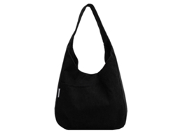 Bolsa De Veludo Cotelê Simples Da Moda, Bolsa De Ombro De Grande Capacidade, Bolsa De Mão, Adequada Para Trabalhos Escolares, Preta SUNNY SPACES