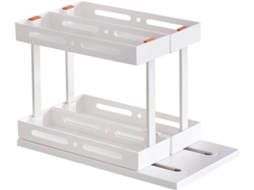 Porta-temperos Deslizante Com 2 Gavetas Giratórias, Porta-temperos Expansível Em Plástico, Acessórios Para Armários De Cozinha E Banheiro, Branco