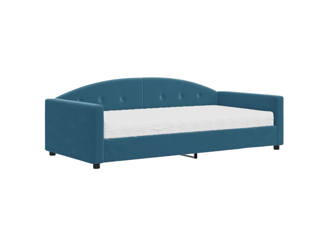 Daybed With Mattress, Daybed With Mattresses Vidaxl Azul Veludo (100 X 200 Cm)