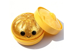 Brinquedo Squishy Transparente Dourado Baozi