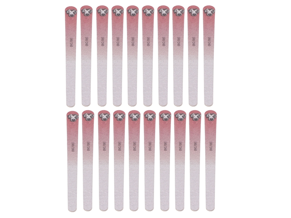 20pcs Lixas De Unhas Duas Lados 180/240 Grit Laváveis Reutilizáveis Ferramentas De Manicure Rosa