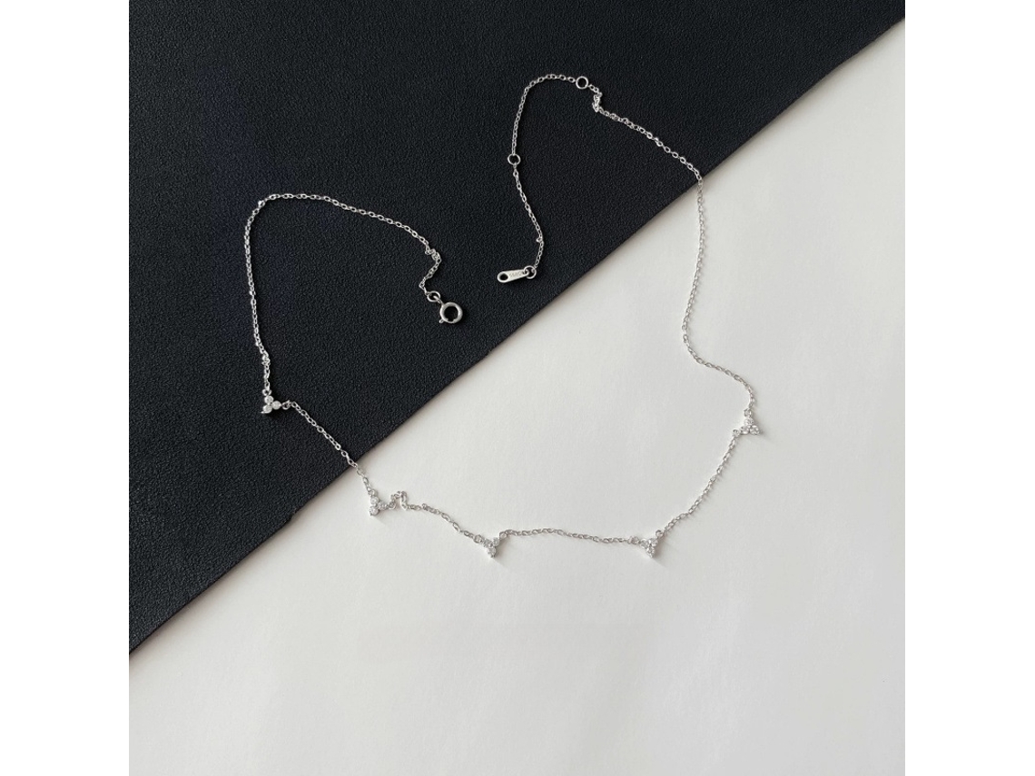 Colar Céu Estrelado em Prata de Lei 925 , Miniaturas Exquisitas com Zircônias: Luxo e Sofisticação Sutil MDUG (ouro Branco)