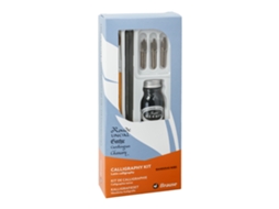 Kit de Caligrafia com 1 Suporte de Madeira para Aparos 3 Aparos Bandzug 1 Pincel e 1 Frasco de Tinta para Caligrafia BRAUSE