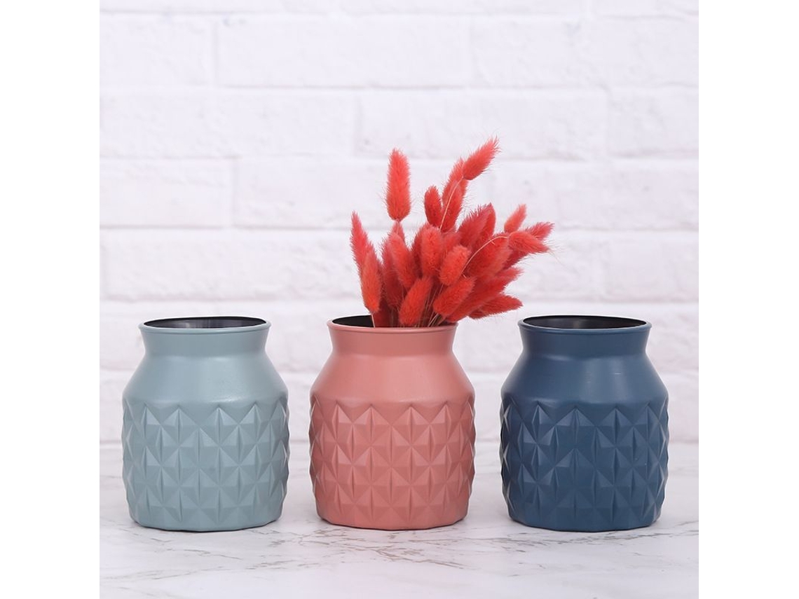 Vaso Creativo De Plástico Imitación Cerámica Naranja, Decoración Salón Estilo Nórdico, Resistente Y Ligero