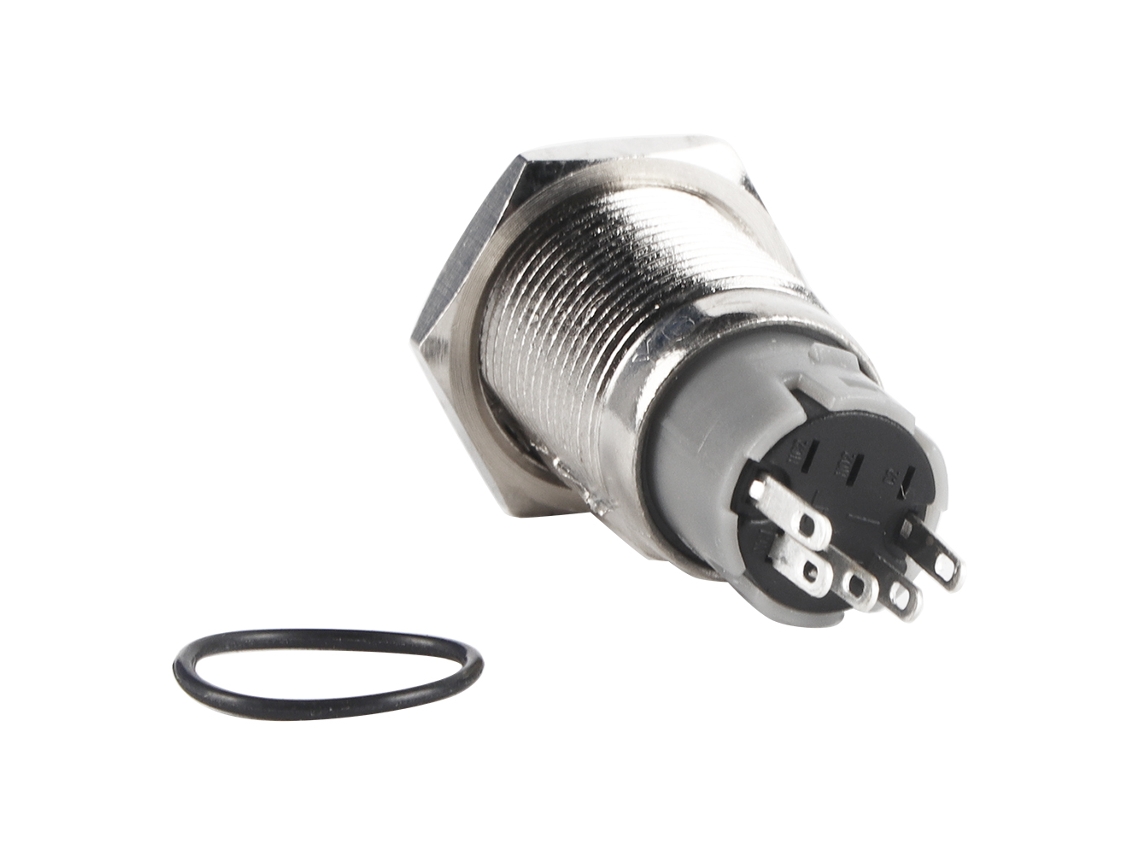 Interruptor De Alimentação Led Liga/desliga Metal 16 Mm, 1na 1nf, Botão De Pressão Com Trava, 12v