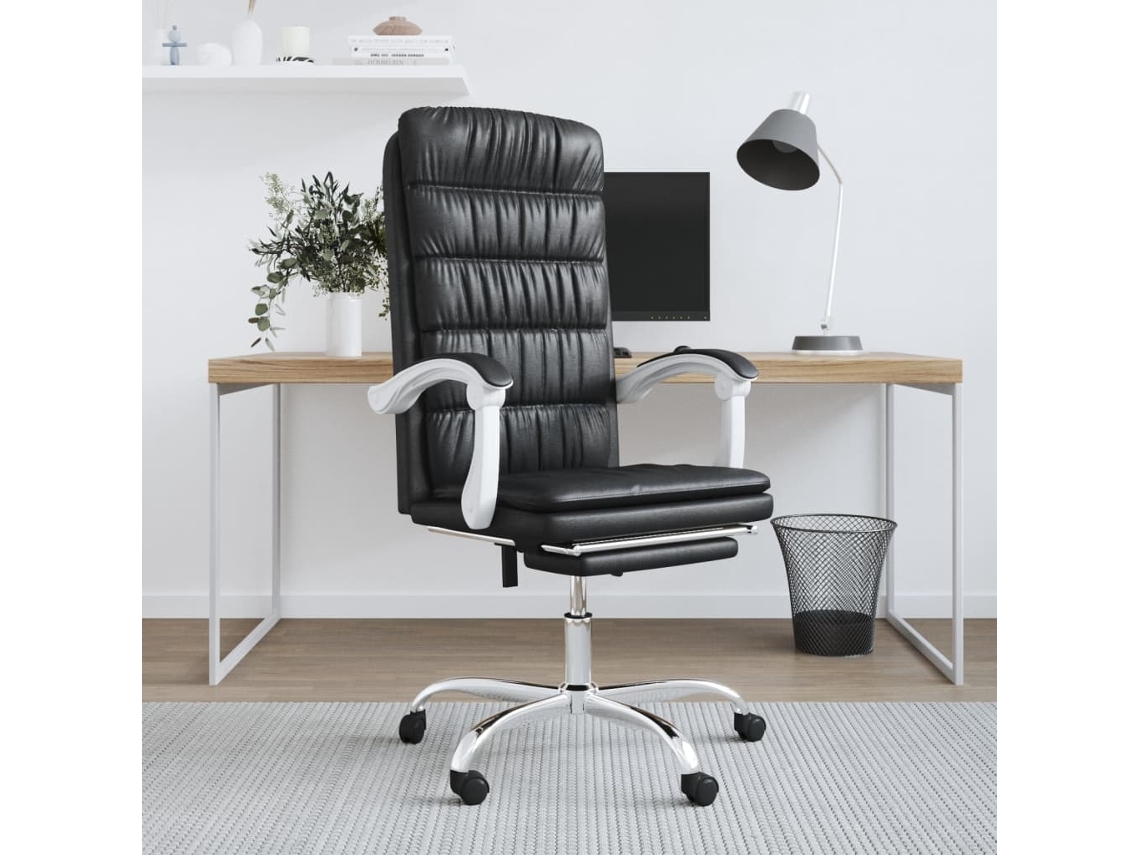 Vidaxl Cadeira De Escritório Reclinável Couro Artificial Preto