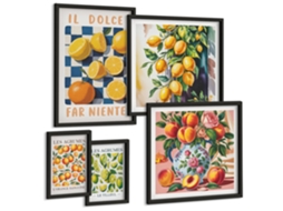 Conjunto De Pinturas Cítrico Retro Na Cozinha Espelharte (5 Peças)