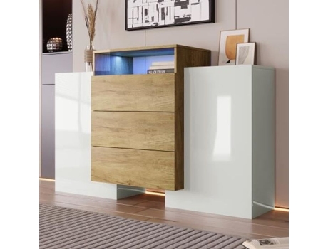 Móveis Buffet Para Sala De Estar Hongya® Bahut Cômoda Moderna De Madeira Estruturada Com Gavetas De Armazenamento C 140 X P 30 X A 78 Cm