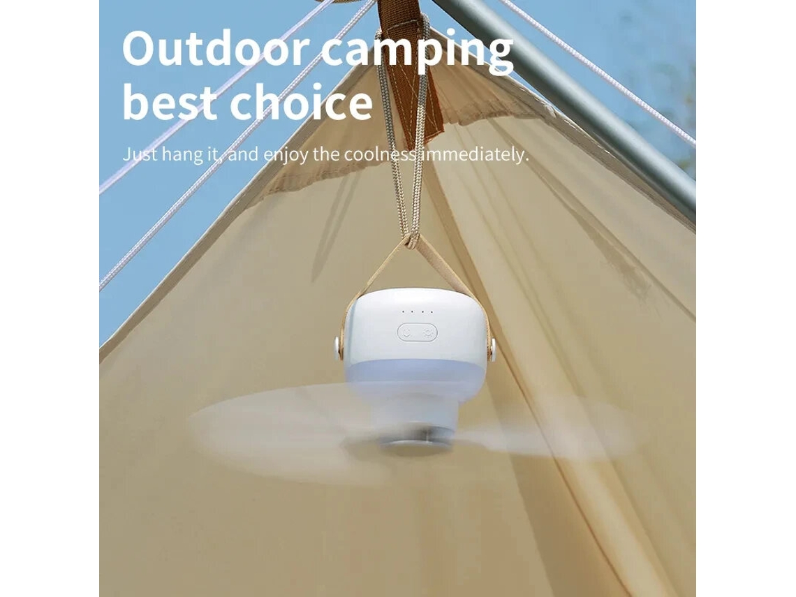 Com Carregador - Ventiladores De Teto Portáteis Tevorex 7200mah Ventilador De Campismo Para Exterior Com Controlo Remoto Iluminação Led Ventilador De