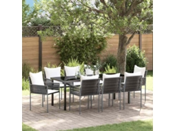 Vidaxl Conjunto De Jantar Para Jardim 9 Unid. Marrom E Preto