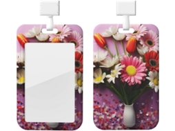 Porta Crachá Com Cordão, Suporte Crachá Plástico Impermeável, Estampa Floral, Retrátil, Protetor Vertical Crachá