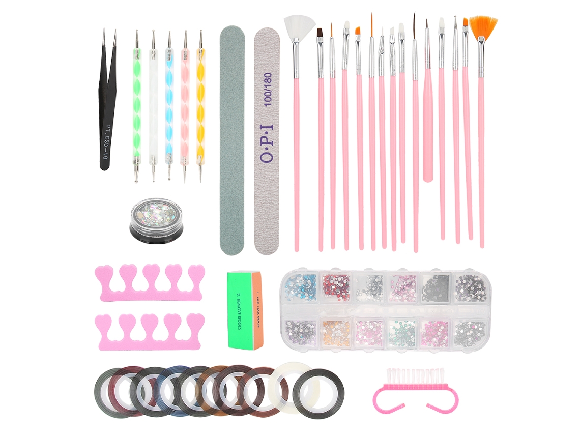 Kit De Unhas Artísticas Com Lápis De Pontilhado, Pedras Strass, Lima E Ferramentas De Manicure Diy