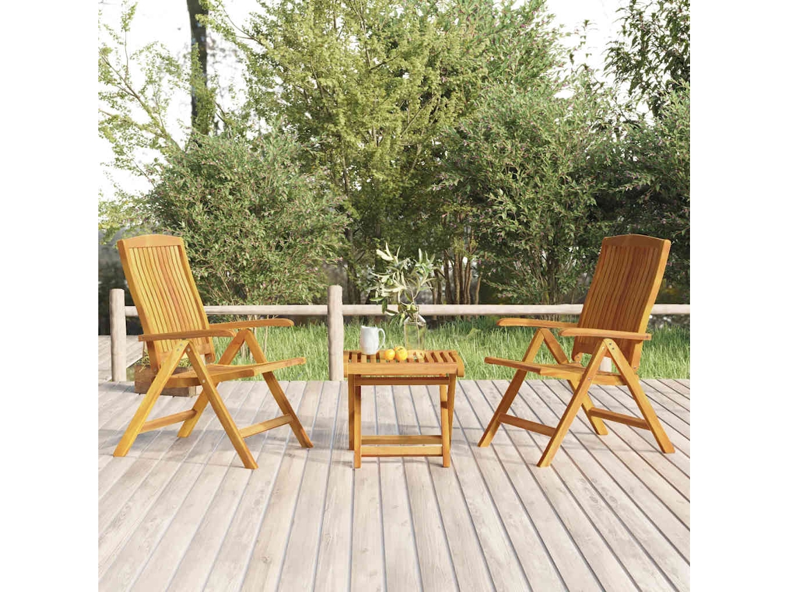Vidaxl 3 Pcs Conjunto Lounge De Jardim Madeira De Teca Maciça