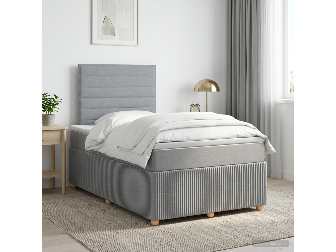 Vidaxl Cama Box Spring Com Colchão Cinzento-claro 120 X 200 Cm Tecido