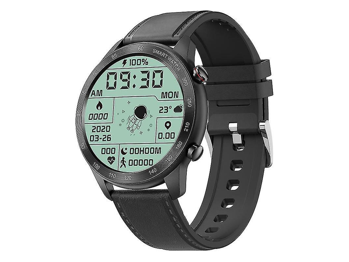 Smartwatch masculino, à prova d'água IP68, com pedômetro, rastreador fitness e monitor de frequência cardíaca, preto.