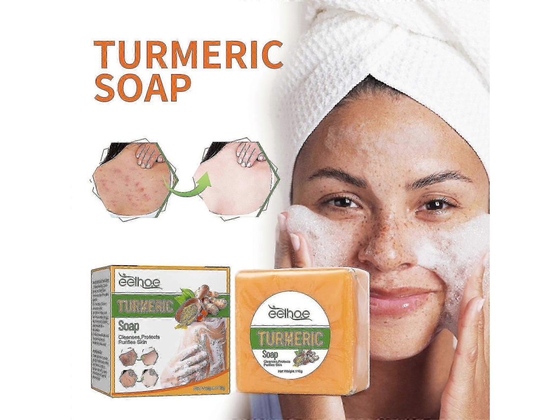 Sabonete De Limpeza Com Cúrcuma, Refrescante E Rejuvenescedor, Reduz Manchas Escuras E Acne, Suaviza A Pele E Limpa O Corpo.