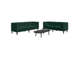 Vidaxl 2 Pcs Conj. De Sofás Chesterfield Com Rolos Veludo Verde-escuro