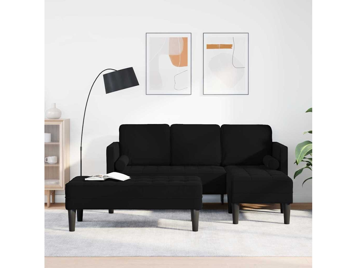 Vidaxl Conjunto De Sofás 2 Unid. Preto Poliéster