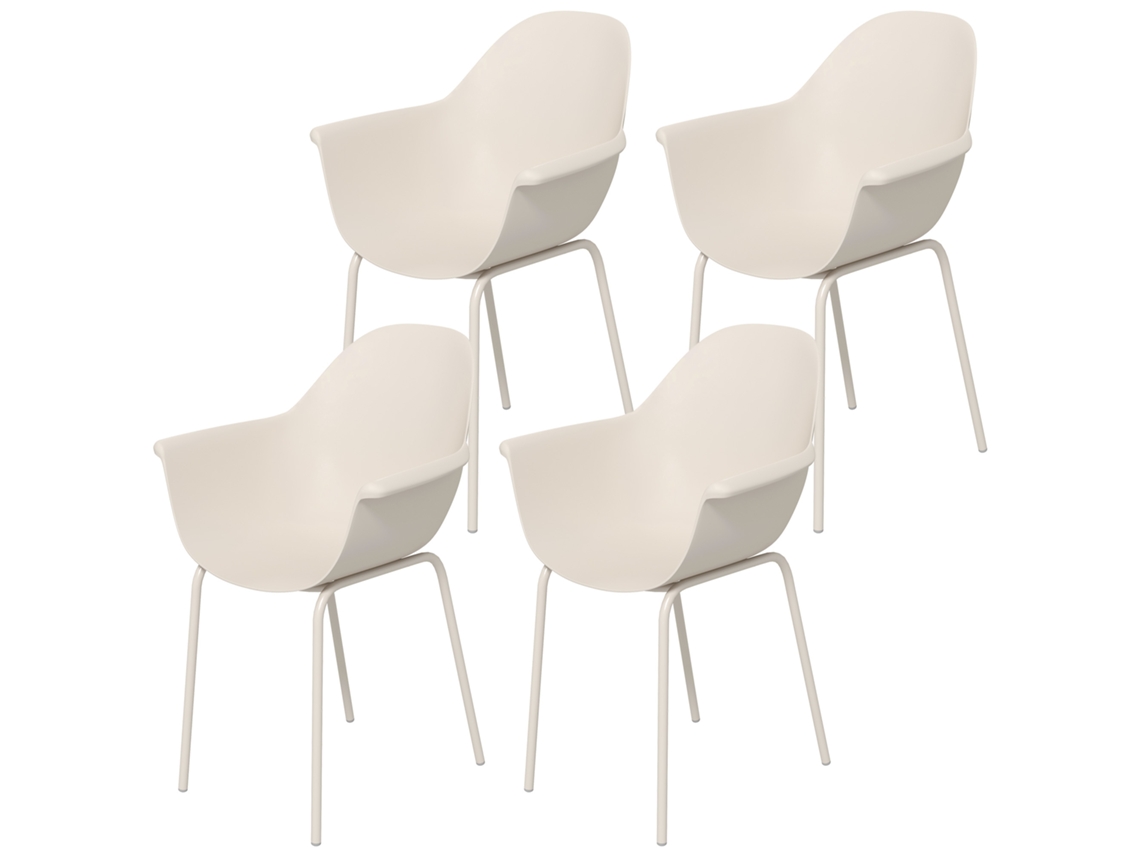 Kit 4 Cadeiras de Jardim Design Moderno Estrutura Resistente para Área Externa Cinza 59x55x84cm