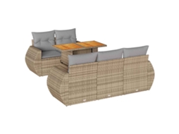 Conjunto de 6 Sofás P/ Jardim com Almofadões Vime Pe Bege MAISON EXCLUSIVE (80x200 cm)