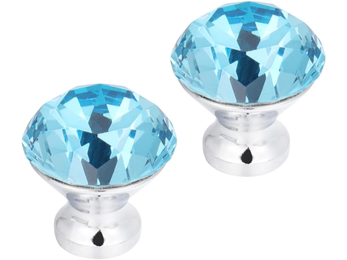 Conjunto De 2 Puxadores Cristal Em Formato Diamante, Em Liga De Zinco E Vidro Cristal, Para Armários Residenciais