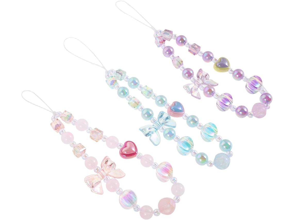 Conjunto De 3 Pulseiras De Plástico Com Contas Para Celulares E Outros Dispositivos.
