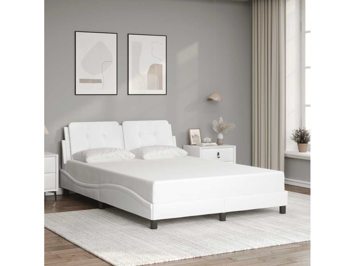 Vidaxl Estrutura De Cama Sem Colchão Zadar 140x200 Cm Couro Artificial Branco