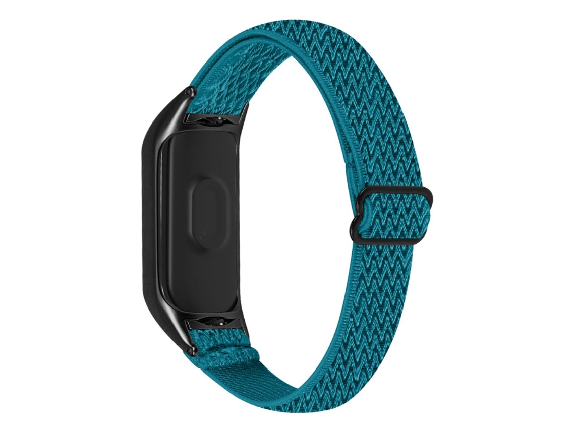 Bracelete de Nylon Elásticos Trançados Elásticos Ajustáveis em Laço com Armação Preta para Xiaomi Mi Band 7 Ciano